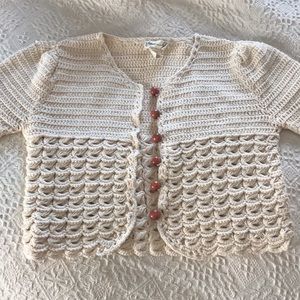 Anthropologie tikirani cardigan, cream with wood buttons